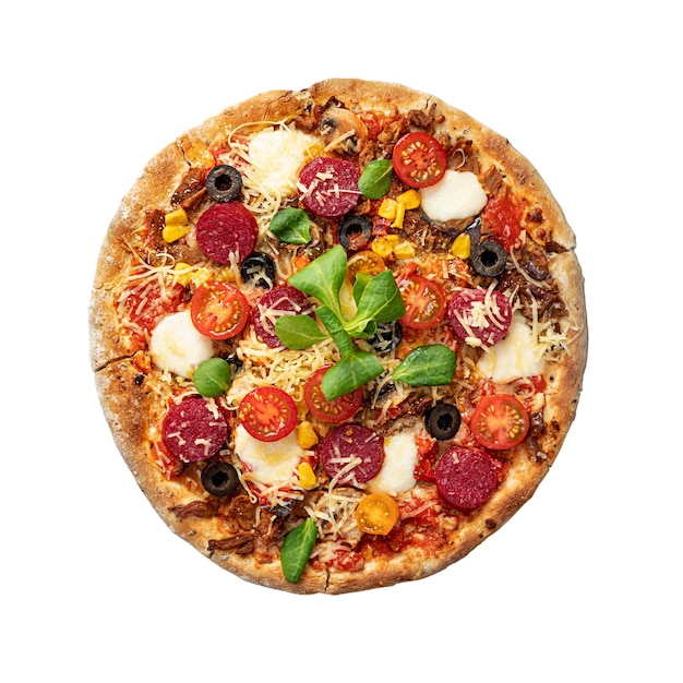 Hoofdbeeld over een geïsoleerde pizza