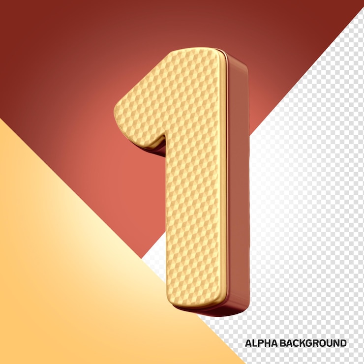 PSD Gratis hore alphabet font number 1 3d model