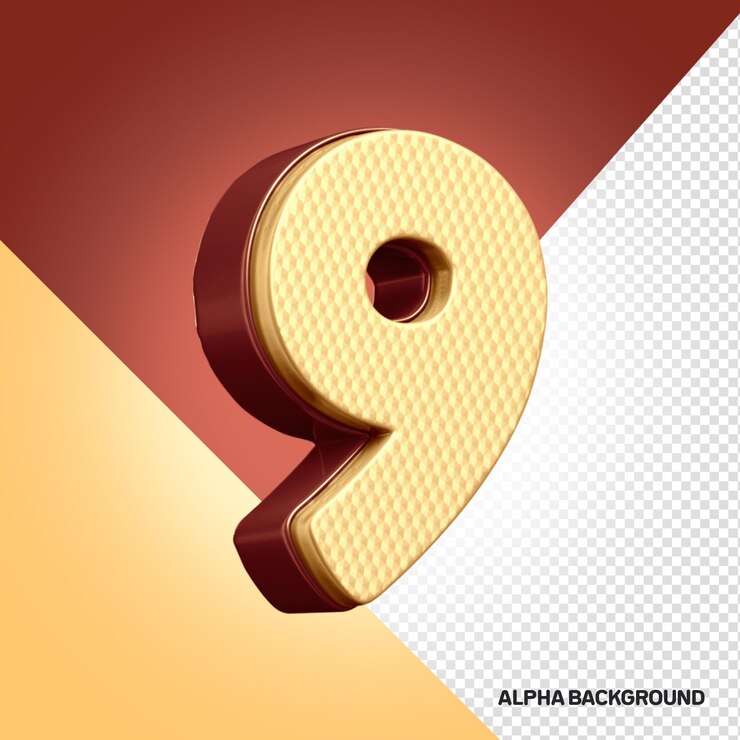 PSD Gratis hore alphabet font number 9 3d model