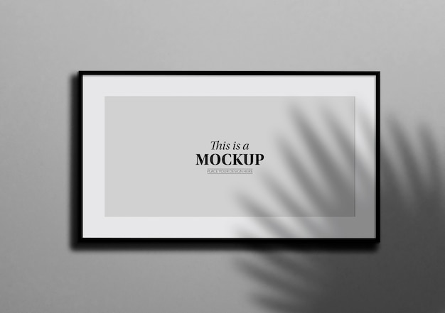 Gratis PSD horizontaal kader mockup met schaduw