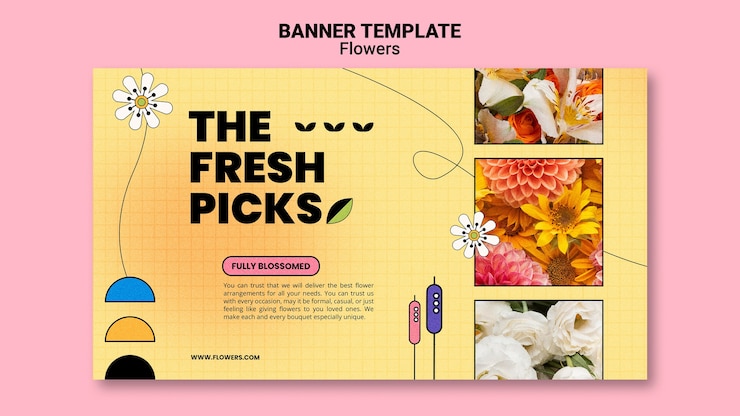 PSD Gratis horizontal banner template for flower shop