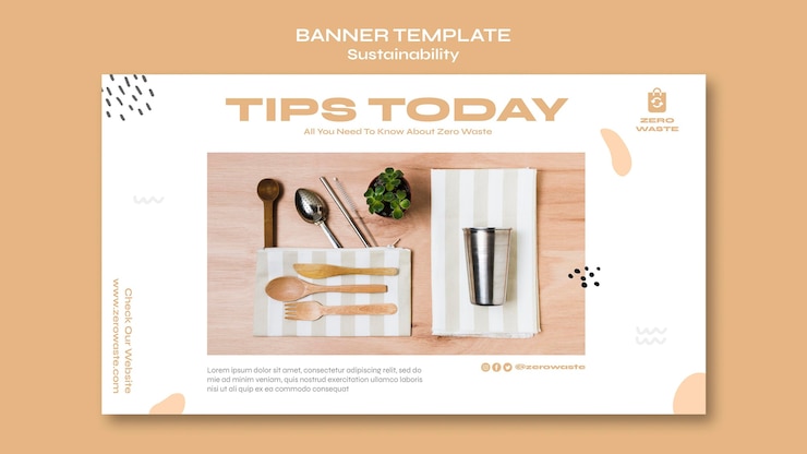 PSD Gratis horizontal banner template for zero waste lifestyle