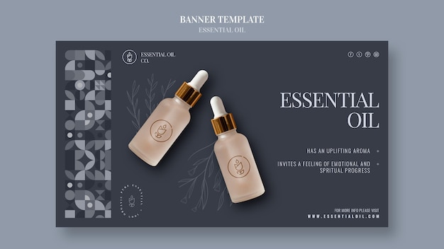 Horizontale banner met etherische olie cosmetica