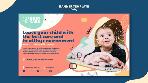 Gratis PSD horizontale banner voor babyverzorgingsprofessionals