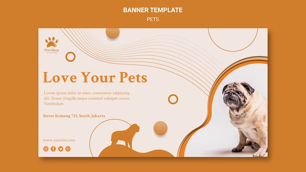 Gratis PSD horizontale banner voor dierenwinkel met hond