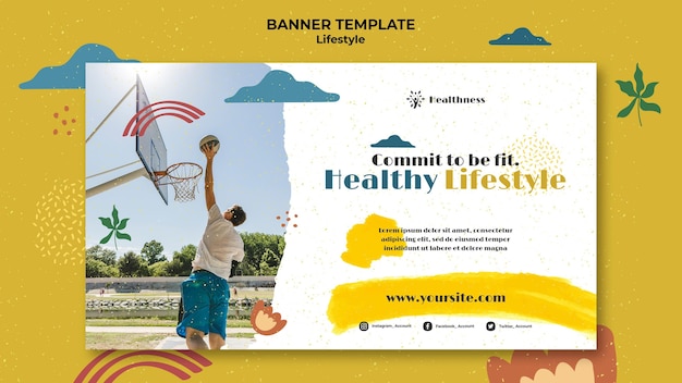 Gratis PSD horizontale banner voor een gezonde levensstijl