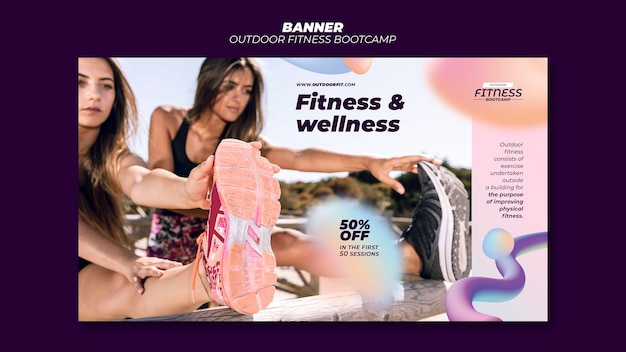 Gratis PSD horizontale banner voor fitness buitenshuis