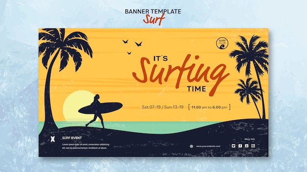 Gratis PSD horizontale banner voor het surfen van tijd