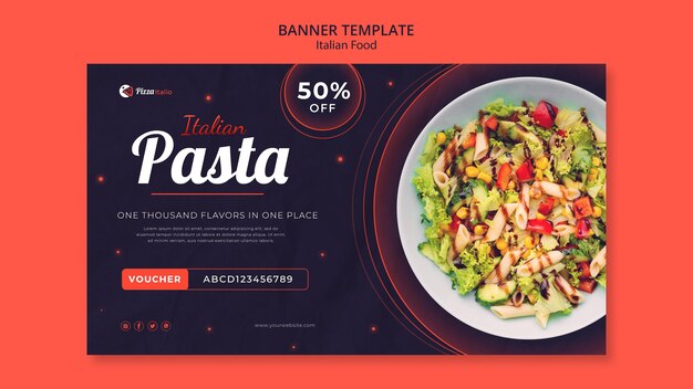 Horizontale banner voor Italiaans eten restaurant