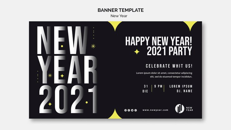 Gratis PSD horizontale banner voor nieuwjaarsfeest