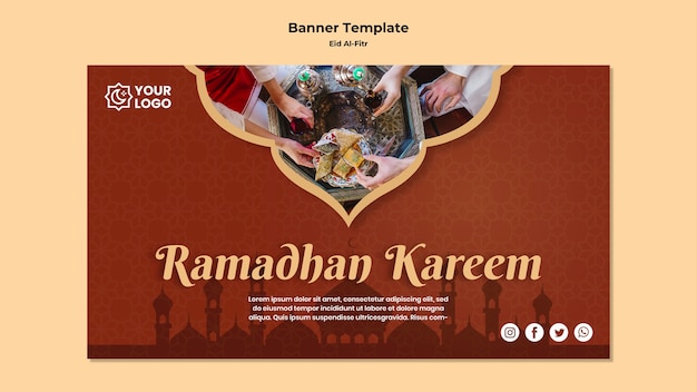 Horizontale banner voor ramadhan kareem