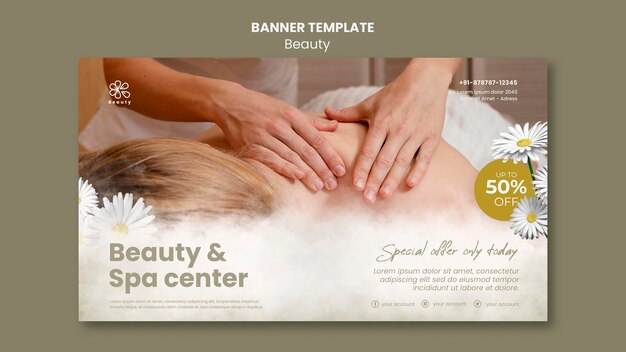 Horizontale banner voor schoonheid en spa met vrouwen en kamillebloemen