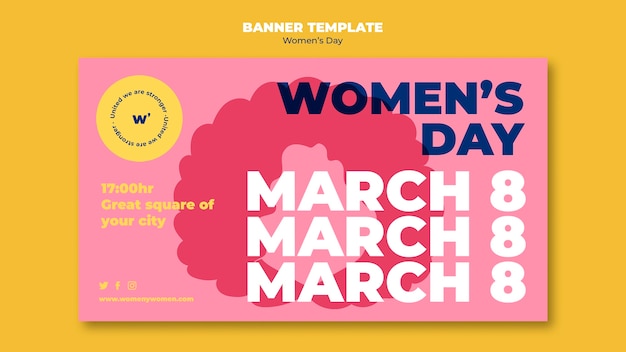 Horizontale banner voor vrouwendagviering Gratis Psd