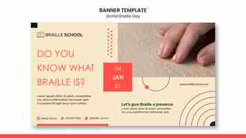 Gratis PSD horizontale banner voor wereld braille dag