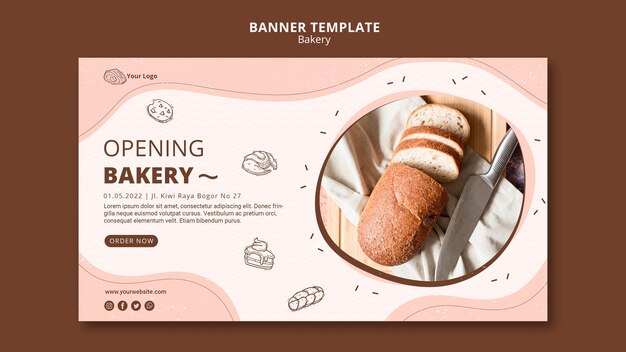 Horizontale bannermalplaatje voor bakkerijwinkelzaken