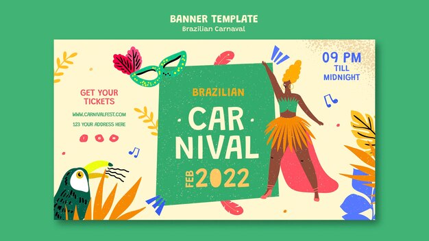 Horizontale bannersjabloon voor braziliaans carnaval