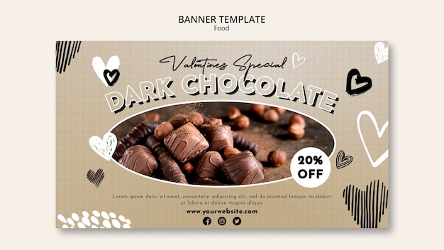 Gratis PSD horizontale bannersjabloon voor chocoladesnoepjes