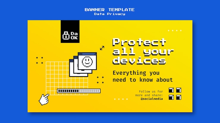 Gratis PSD horizontale bannersjabloon voor cyberbeveiligingsservice