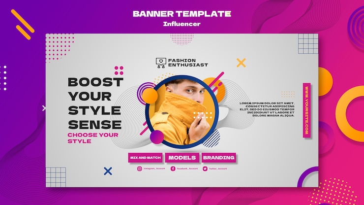 Gratis PSD horizontale bannersjabloon voor influencers