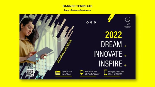 Horizontale bannersjabloon voor professioneel zakelijk evenement