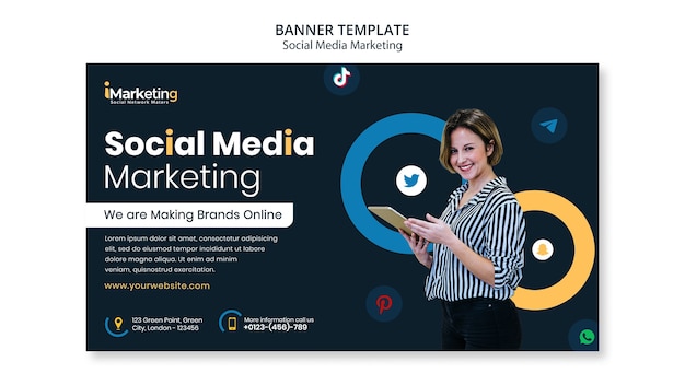 Gratis PSD horizontale bannersjabloon voor social media marketing