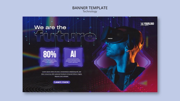 Horizontale bannersjabloon voor virtual reality-technologie