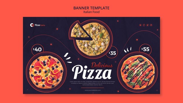 Horizontale sjabloon voor spandoek voor Italiaans eten restaurant