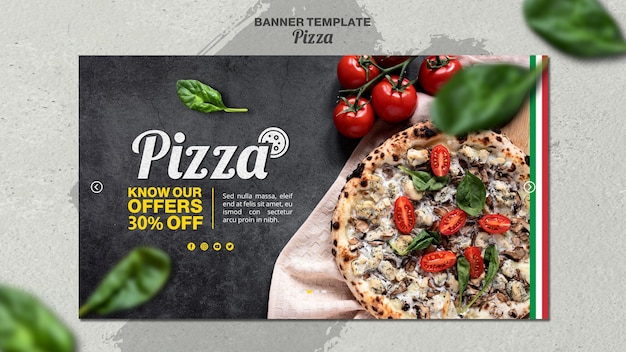 Gratis PSD horizontale sjabloon voor spandoek voor italiaans pizzarestaurant