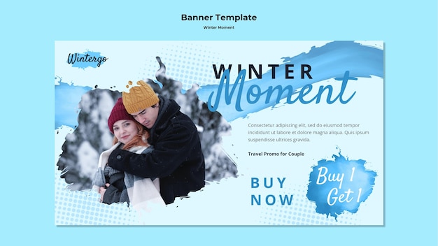 Gratis PSD horizontale sjabloon voor spandoek voor paar wintermomenten