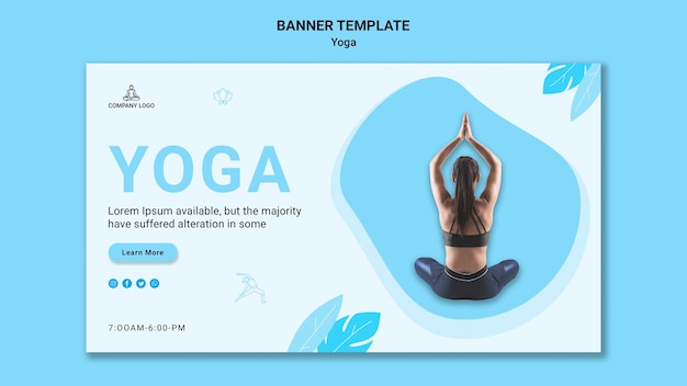 Gratis PSD horizontale sjabloon voor spandoek voor yoga-oefening