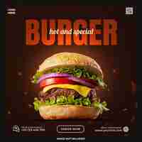 Gratis PSD hot and spicy burger social media-sjabloon