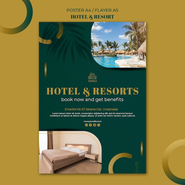 Gratis PSD hotel & resort concept folder sjabloon