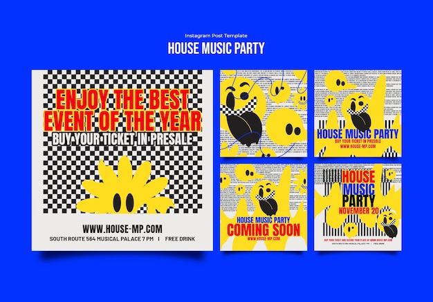 Gratis PSD house muziek feest instagram berichten