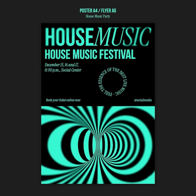 Gratis PSD house muziek feest poster sjabloon