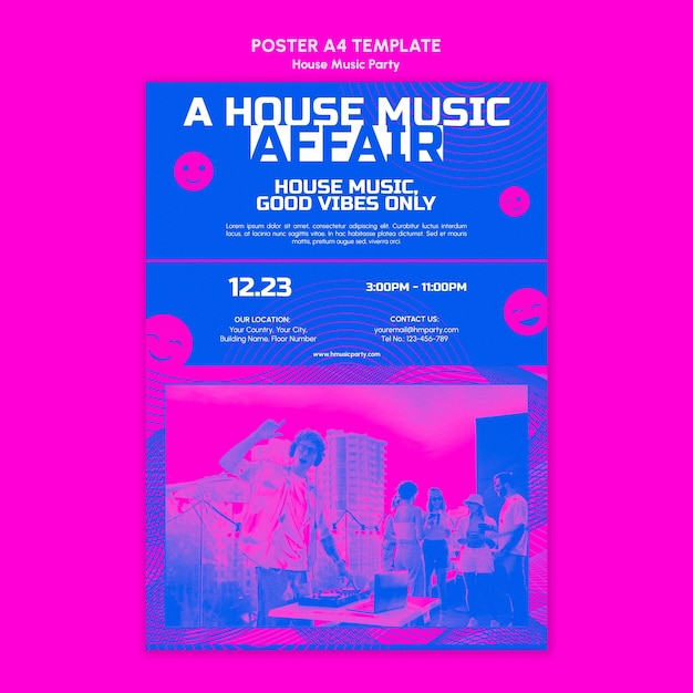 House muziek feest poster sjabloon
