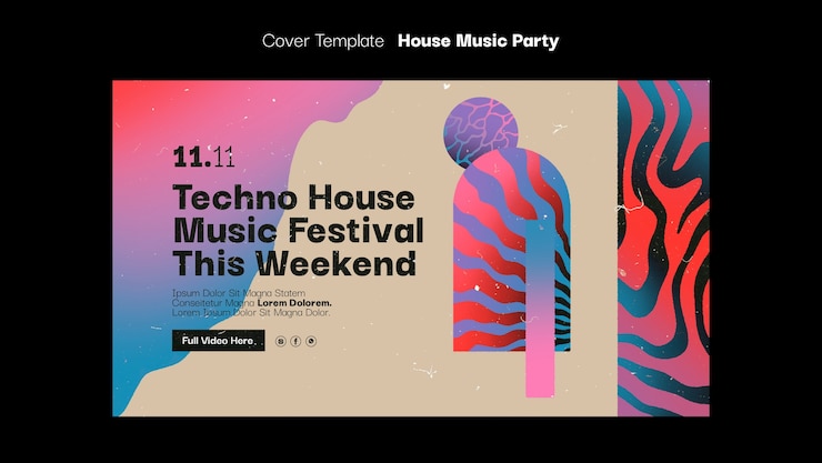 Gratis PSD house muziek feest sjabloon ontwerp