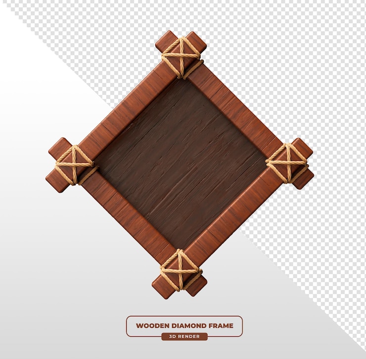 Gratis PSD houten diamantframe 3d-rendering