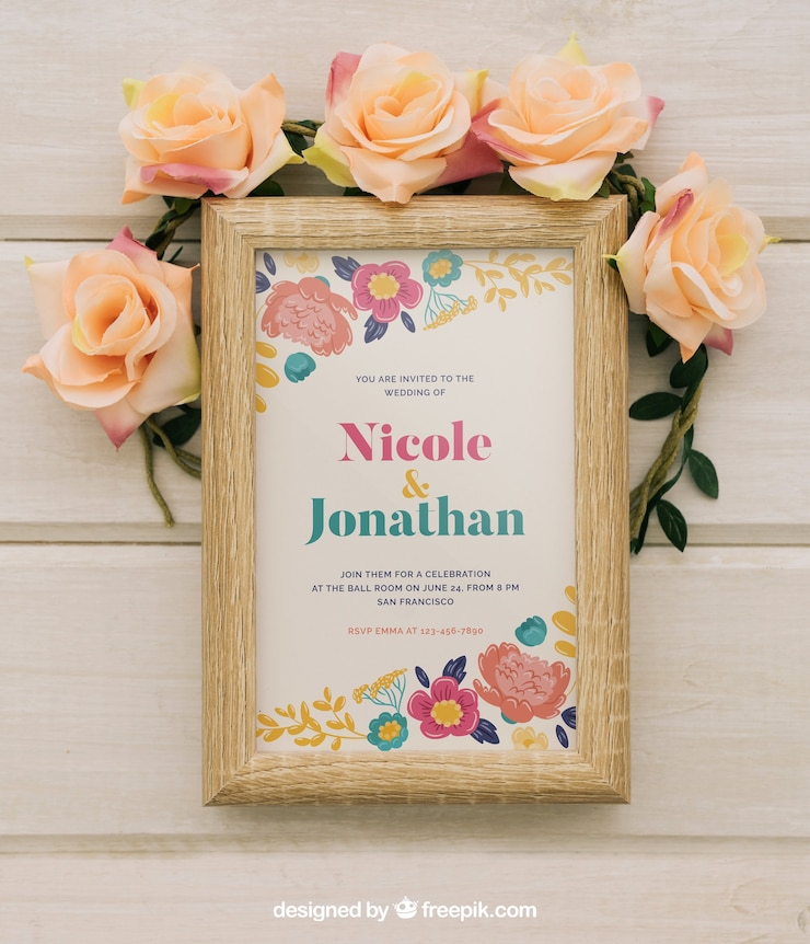 Gratis PSD houten frame en bloemen ornamenten spotten