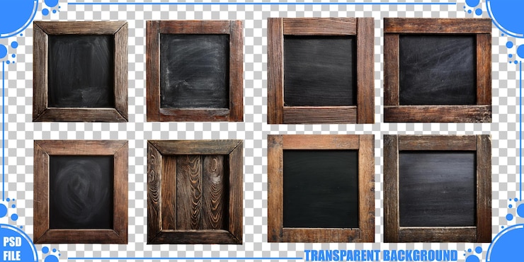 Gratis PSD houten frames met krijtbordoppervlak