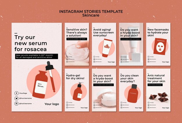 Huidverzorging instagram verhalen sjabloon met foto