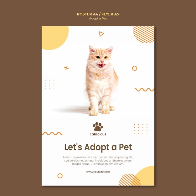 Gratis PSD huisdier adoptie flyer sjabloonontwerp