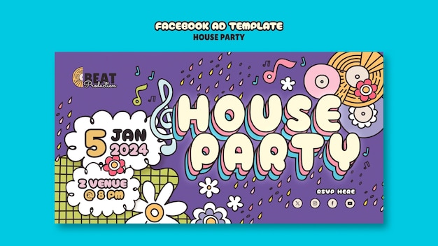 Gratis PSD huisfeest facebook sjabloon