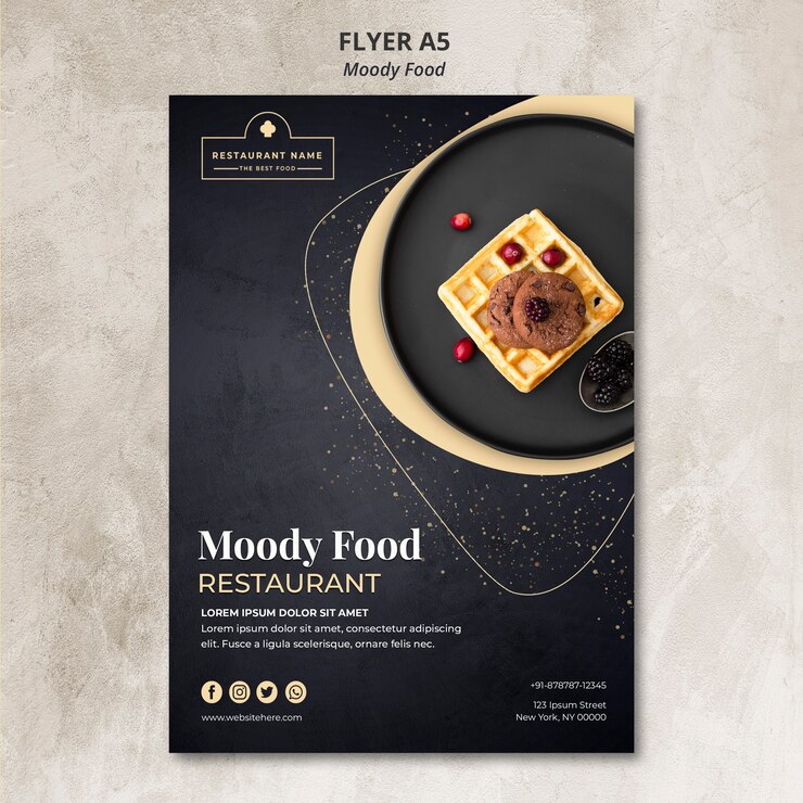 Gratis PSD humeurig voedsel restaurant flyer concept