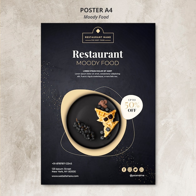 Humeurig voedsel restaurant poster concept