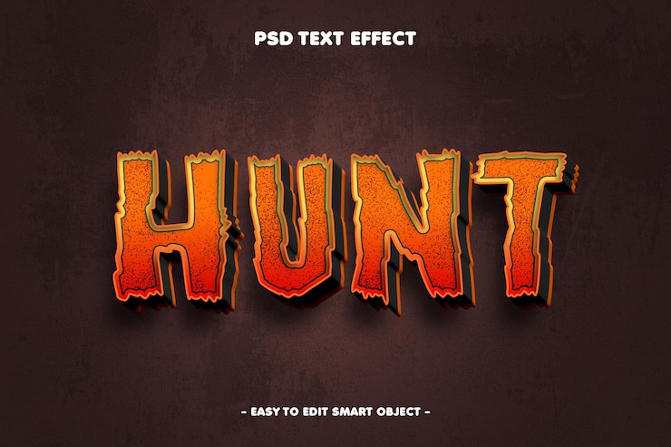 PSD Gratis hunt horror editable text effect