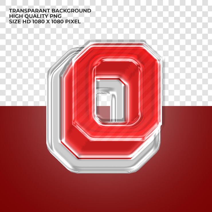 PSD Gratis huruf alfabet merah 3d