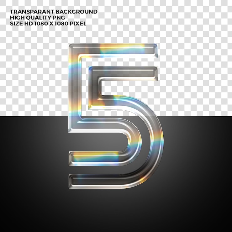 PSD Gratis huruf alfabet prismatik transparan psd