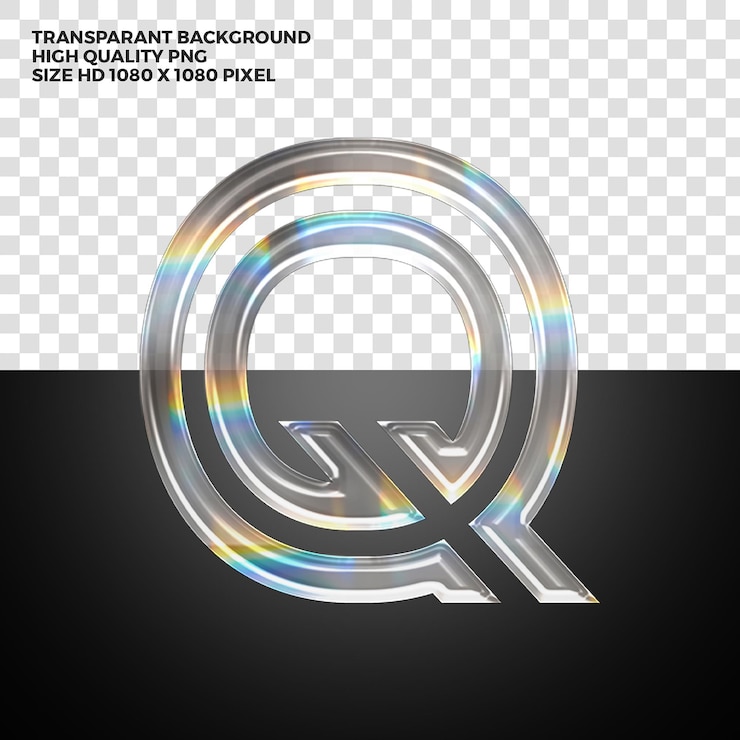 PSD Gratis huruf alfabet prismatik transparan psd