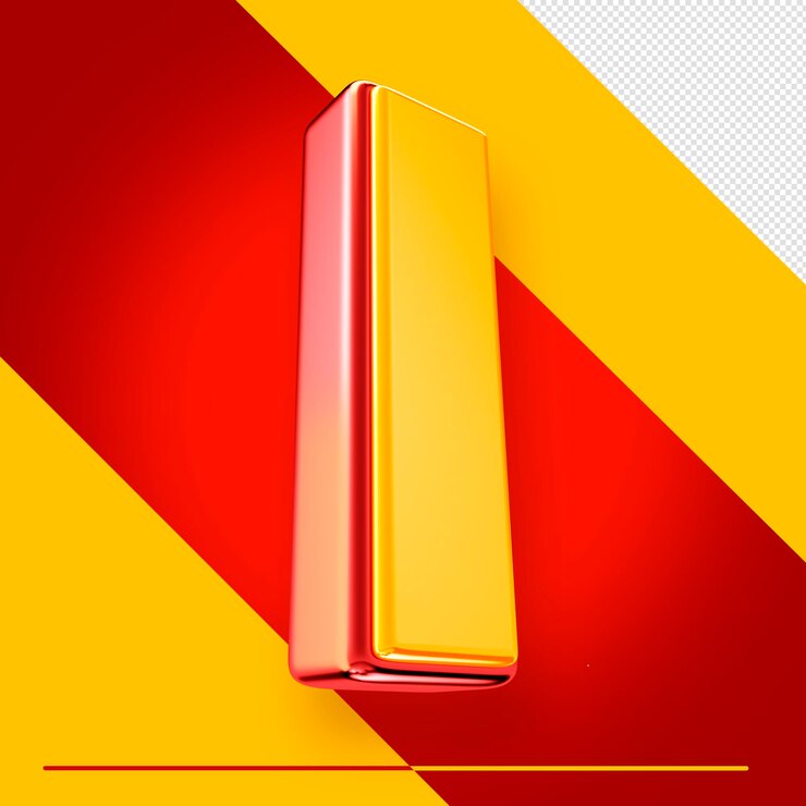 PSD Gratis huruf i alfabet 3d psd yang diisolasi dengan warna merah dan kuning untuk komposisi