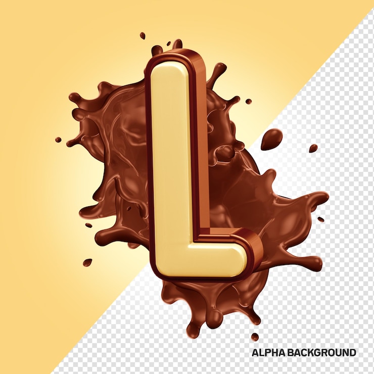 PSD Gratis huruf l alfabet cokelat 3d